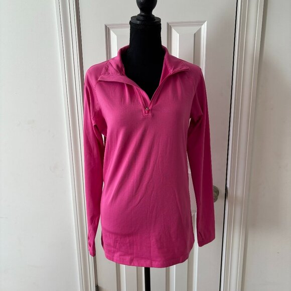 Nike Pro Combat Pink Quarter Zip Long‎ Sleeve Workout Jacket Thumb Hole - Size L - Picture 1 of 9